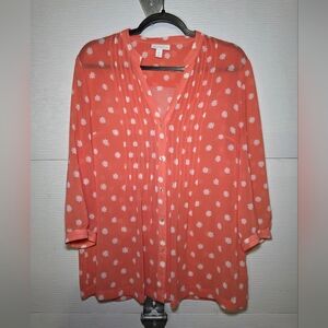 Charter Club Coral Floral Pintuck V-Neck Blouse